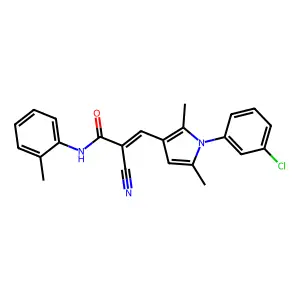 (2Z)-3-[1-(3-chlorophenyl)-2,5-dimethyl-1H-pyrrol-3-yl]-2-cyano-N-(2-methylphenyl)prop-2-enamide structure