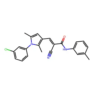 (2Z)-3-[1-(3-chlorophenyl)-2,5-dimethyl-1H-pyrrol-3-yl]-2-cyano-N-(3-methylphenyl)prop-2-enamide structure