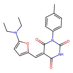 (5E)-5-[[5-(diethylamino)furan-2-yl]methylidene]-1-(4-methylphenyl)-1,3-diazinane-2,4,6-trione structure