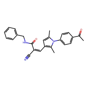 (2Z)-3-[1-(4-acetylphenyl)-2,5-dimethyl-1H-pyrrol-3-yl]-N-benzyl-2-cyanoprop-2-enamide structure