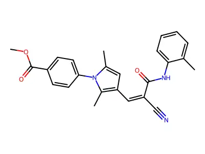 methyl 4-(3-{(1Z)-2-cyano-3-[(2-methylphenyl)amino]-3-oxoprop-1-en-1-yl}-2,5-dimethyl-1H-pyrrol-1-yl)benzoate structure