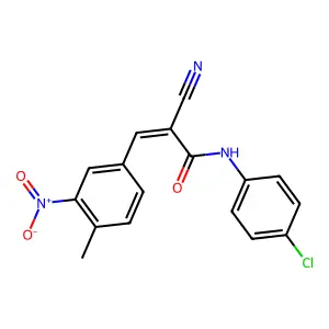 (Z)-N-(4-chlorophenyl)-2-cyano-3-(4-methyl-3-nitrophenyl)prop-2-enamide structure