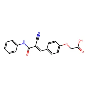 {4-[(1Z)-2-cyano-3-oxo-3-(phenylamino)prop-1-en-1-yl]phenoxy}acetic acid structure