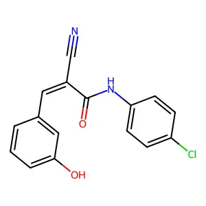 (2Z)-N-(4-chlorophenyl)-2-cyano-3-(3-hydroxyphenyl)prop-2-enamide structure