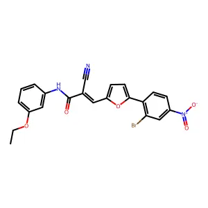 (2E)-3-[5-(2-bromo-4-nitrophenyl)furan-2-yl]-2-cyano-N-(3-ethoxyphenyl)prop-2-enamide structure
