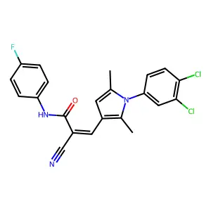 (2E)-2-cyano-3-[1-(3,4-dichlorophenyl)-2,5-dimethyl-1H-pyrrol-3-yl]-N-(4-fluorophenyl)prop-2-enamide structure