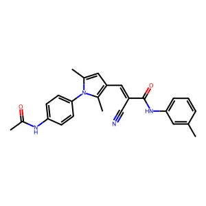 (2Z)-3-{1-[4-(acetylamino)phenyl]-2,5-dimethyl-1H-pyrrol-3-yl}-2-cyano-N-(3-methylphenyl)prop-2-enamide structure
