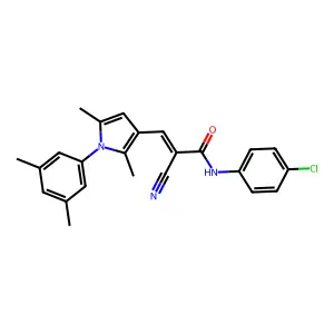 (2Z)-N-(4-chlorophenyl)-2-cyano-3-[1-(3,5-dimethylphenyl)-2,5-dimethyl-1H-pyrrol-3-yl]prop-2-enamide structure