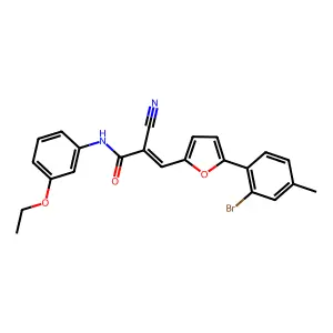 (2E)-3-[5-(2-bromo-4-methylphenyl)furan-2-yl]-2-cyano-N-(3-ethoxyphenyl)prop-2-enamide structure