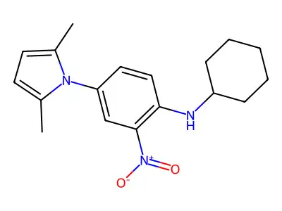 N-cyclohexyl-4-(2,5-dimethyl-1H-pyrrol-1-yl)-2-nitroaniline structure