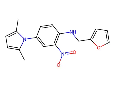 4-(2,5-dimethylpyrrol-1-yl)-N-(furan-2-ylmethyl)-2-nitroaniline structure