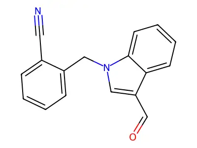 2-[(3-formyl-1H-indol-1-yl)methyl]benzonitrile structure