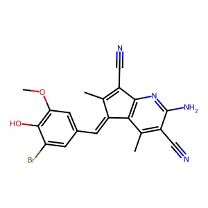 2-Amino-5-[(3-bromo-4-hydroxy-5-methoxyphenyl)methylene]-4,6-dimethyl-5H-cyclopenta[b]pyridine-3,7-dicarbonitrile structure