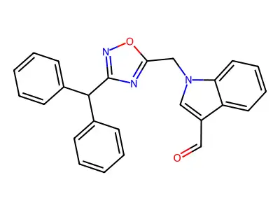 1-{[3-(Diphenylmethyl)-1,2,4-oxadiazol-5-yl]methyl}indole-3-carbaldehyde structure