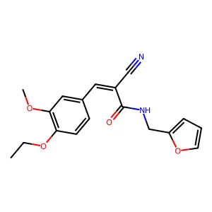 (E)-2-cyano-3-(4-ethoxy-3-methoxyphenyl)-N-(furan-2-ylmethyl)prop-2-enamide structure
