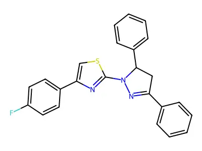 2-(3,5-diphenyl-4,5-dihydro-1H-pyrazol-1-yl)-4-(4-fluorophenyl)-1,3-thiazole structure