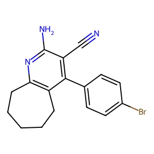 2-amino-4-(4-bromophenyl)-6,7,8,9-tetrahydro-5H-cyclohepta[b]pyridine-3-carbonitrile structure