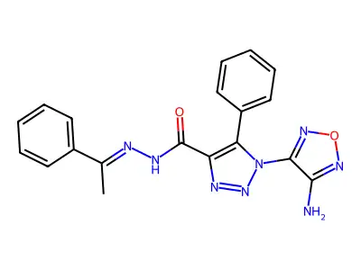 1-(4-amino-1,2,5-oxadiazol-3-yl)-5-phenyl-N-[(E)-1-phenylethylideneamino]triazole-4-carboxamide structure