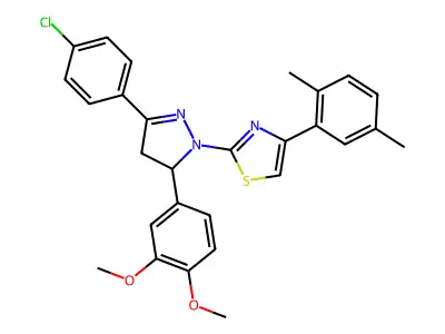 2-[3-(4-chlorophenyl)-5-(3,4-dimethoxyphenyl)-4,5-dihydro-1H-pyrazol-1-yl]-4-(2,5-dimethylphenyl)-1,3-thiazole structure