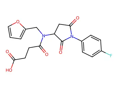 4-{[1-(4-fluorophenyl)-2,5-dioxopyrrolidin-3-yl](furan-2-ylmethyl)amino}-4-oxobutanoic acid structure