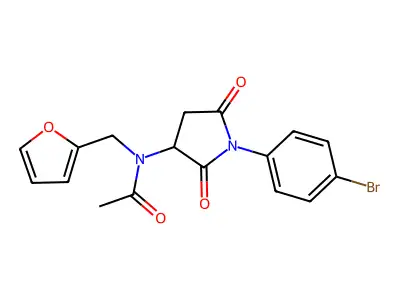 N-[1-(4-bromophenyl)-2,5-dioxo-3-pyrrolidinyl]-N-(2-furylmethyl)acetamide structure