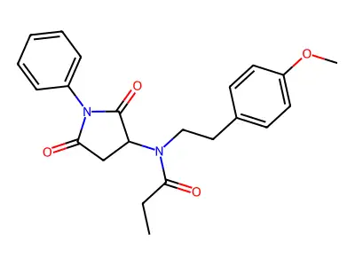 N-(2,5-dioxo-1-phenylpyrrolidin-3-yl)-N-[2-(4-methoxyphenyl)ethyl]propanamide structure