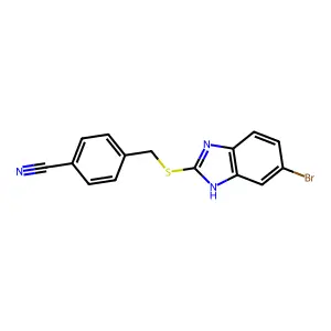 4-[(6-bromo-1H-benzimidazol-2-yl)sulfanylmethyl]benzonitrile structure