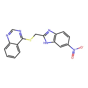 4-[(6-nitro-1H-benzimidazol-2-yl)methylsulfanyl]quinazoline structure