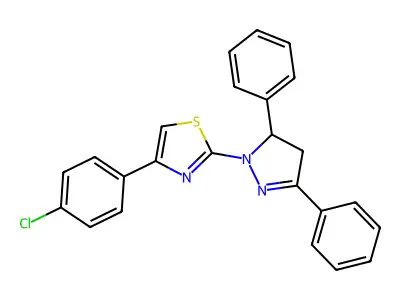 4-(4-Chlorophenyl)-2-(3,5-diphenyl-3,4-dihydropyrazol-2-yl)-1,3-thiazole structure