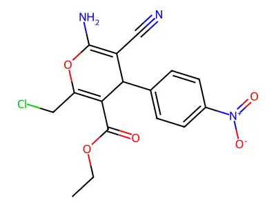 ethyl 6-amino-2-(chloromethyl)-5-cyano-4-(4-nitrophenyl)-4H-pyran-3-carboxylate structure