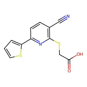 2-((3-Cyano-6-(thiophen-2-yl)pyridin-2-yl)thio)acetic acid structure