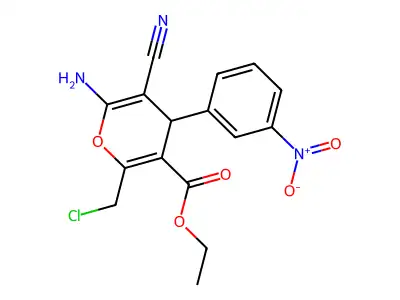 ethyl 6-amino-2-(chloromethyl)-5-cyano-4-(3-nitrophenyl)-4H-pyran-3-carboxylate structure