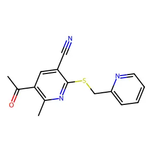 5-Acetyl-6-methyl-2-(pyridin-2-ylmethylsulfanyl)pyridine-3-carbonitrile structure
