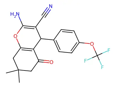 2-amino-7,7-dimethyl-5-oxo-4-[4-(trifluoromethoxy)phenyl]-6,8-dihydro-4H-chromene-3-carbonitrile structure