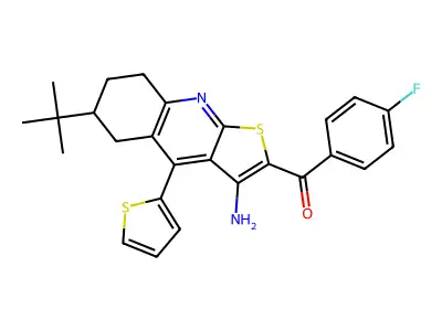 [3-amino-6-(tert-butyl)-4-(2-thienyl)-5,6,7,8-tetrahydrothieno[2,3-b]quinolin-2-yl](4-fluorophenyl)methanone structure