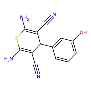 2,6-diamino-4-(3-hydroxyphenyl)-4H-thiopyran-3,5-dicarbonitrile structure