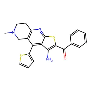 (3-amino-6-methyl-4-thiophen-2-yl-7,8-dihydro-5H-thieno[2,3-b][1,6]naphthyridin-2-yl)-phenylmethanone structure