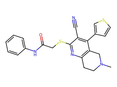 2-{[3-cyano-6-methyl-4-(3-thienyl)-5,6,7,8-tetrahydro[1,6]naphthyridin-2-yl]sulfanyl}-N-phenylacetamide structure