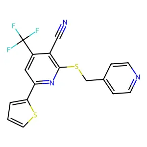 2-(pyridin-4-ylmethylsulfanyl)-6-thiophen-2-yl-4-(trifluoromethyl)pyridine-3-carbonitrile structure