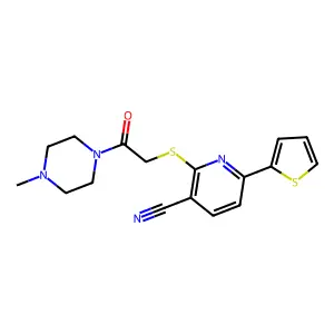 2-{[2-(4-methylpiperazin-1-yl)-2-oxoethyl]sulfanyl}-6-(thiophen-2-yl)pyridine-3-carbonitrile structure