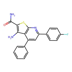 3-Amino-6-(4-fluorophenyl)-4-phenylthieno[2,3-b]pyridine-2-carboxamide structure