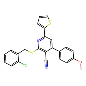 2-[(2-chlorophenyl)methylsulfanyl]-4-(4-methoxyphenyl)-6-thiophen-2-ylpyridine-3-carbonitrile structure