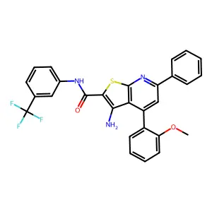 3-amino-4-(2-methoxyphenyl)-6-phenyl-N-[3-(trifluoromethyl)phenyl]thieno[2,3-b]pyridine-2-carboxamide structure