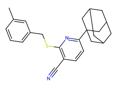 6-(1-Adamantyl)-2-[(3-methylphenyl)methylsulfanyl]pyridine-3-carbonitrile structure
