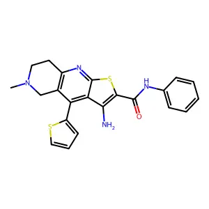 3-amino-6-methyl-N-phenyl-4-(thiophen-2-yl)-5H,6H,7H,8H-thieno[2,3-b]1,6-naphthyridine-2-carboxamide structure