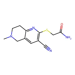 2-[(3-cyano-6-methyl-7,8-dihydro-5H-1,6-naphthyridin-2-yl)sulfanyl]acetamide structure