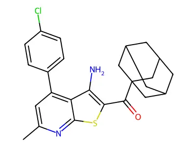 1-adamantyl[3-amino-4-(4-chlorophenyl)-6-methylthieno[2,3-b]pyridin-2-yl]methanone structure