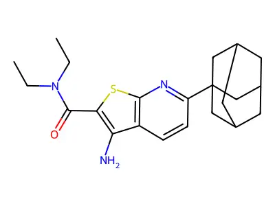 6-(1-adamantyl)-3-amino-N,N-diethylthieno[2,3-b]pyridine-2-carboxamide structure