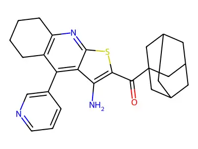1-adamantyl[3-amino-4-(3-pyridinyl)-5,6,7,8-tetrahydrothieno[2,3-b]quinolin-2-yl]methanone structure