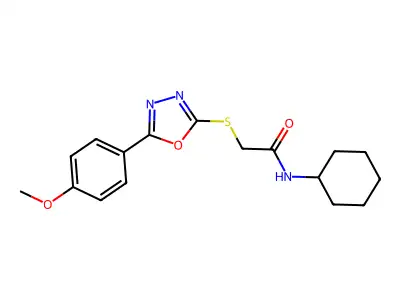 N-cyclohexyl-2-{[5-(4-methoxyphenyl)-1,3,4-oxadiazol-2-yl]sulfanyl}acetamide structure